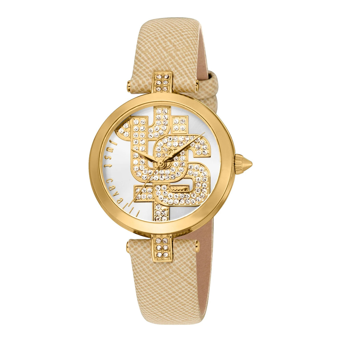 Just Cavalli Maiuscola Leather Beige Gold -korean beauty