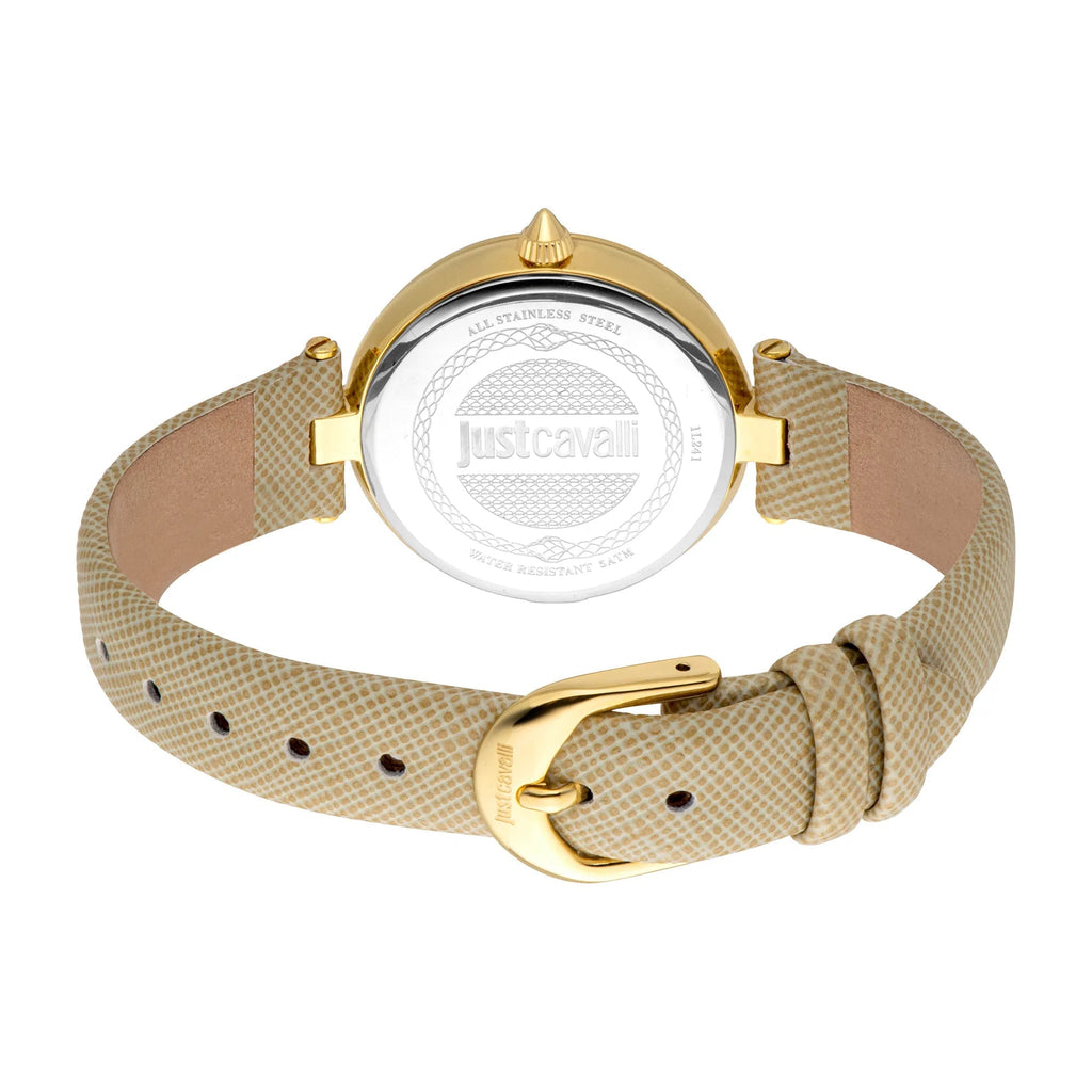 Just Cavalli Maiuscola Leather Beige Gold -korean beauty