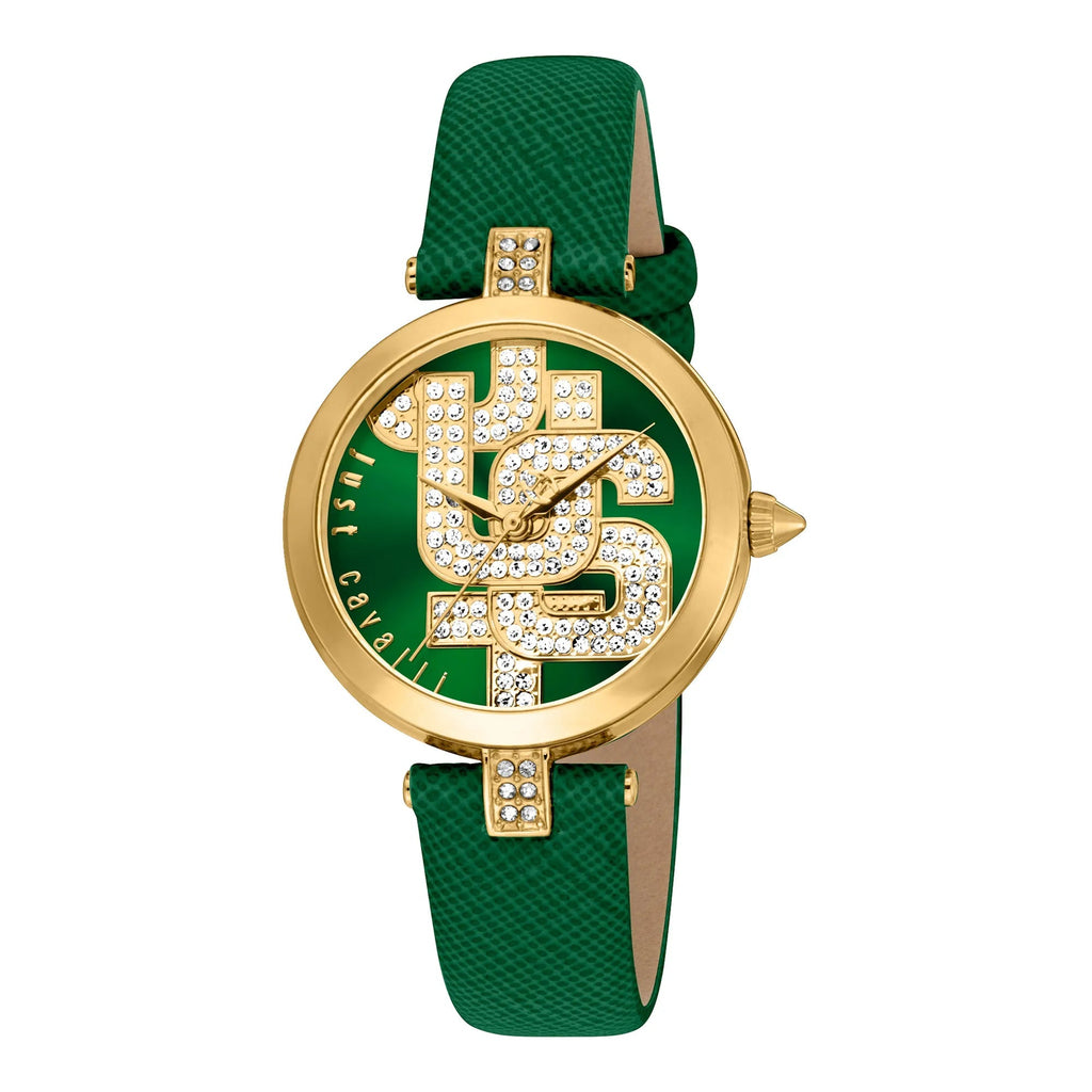 Just Cavalli Maiuscola Leather Green Gold -korean beauty