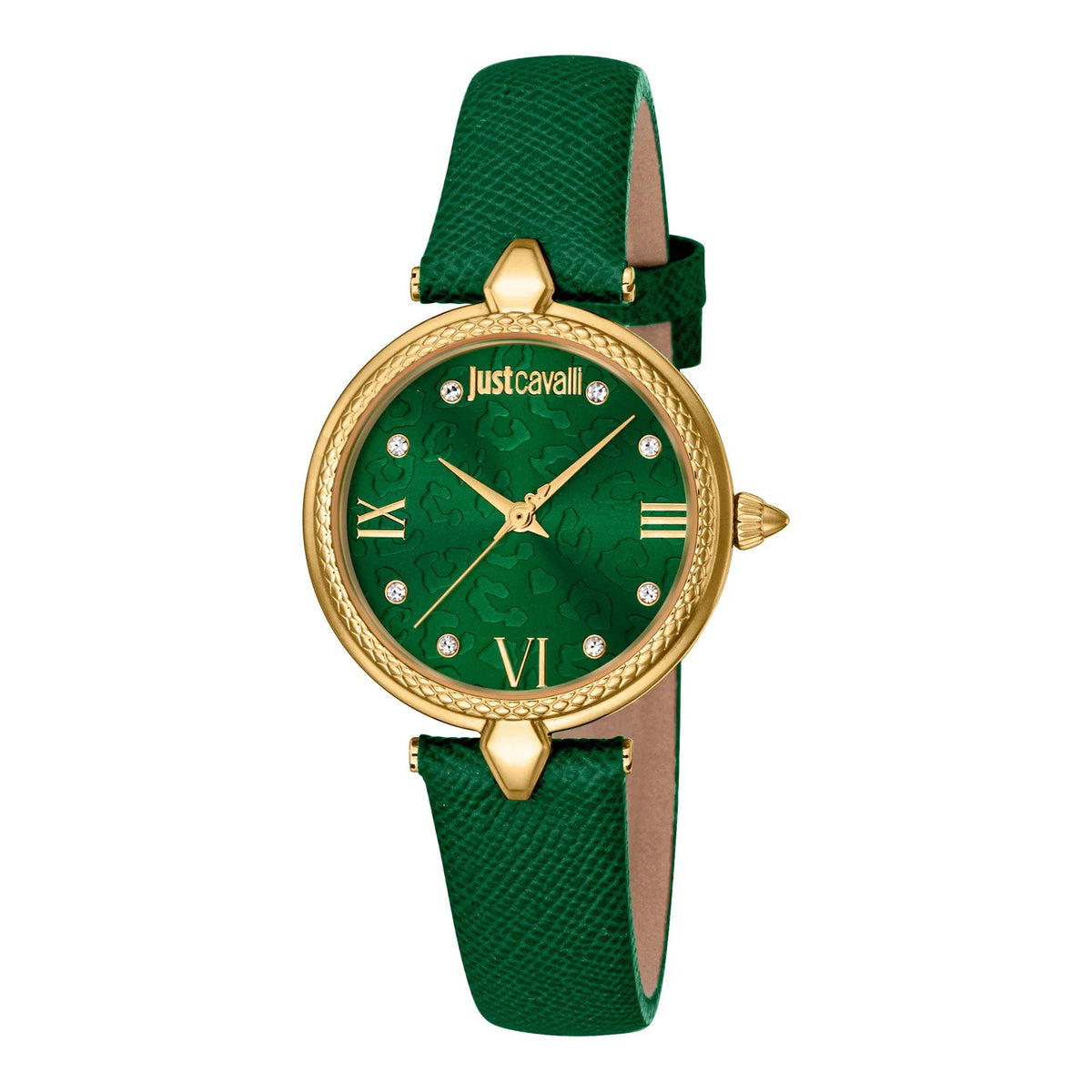 Just Cavalli Donna Leopardo Leather Green YG -korean beauty