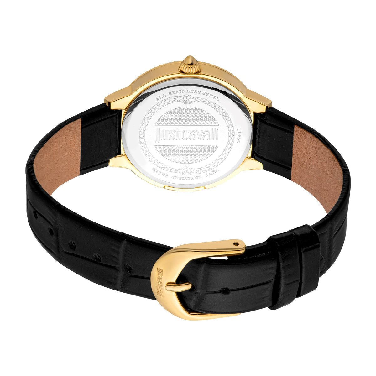 Just Cavalli Puntale Black Leather Yellow Gold -korean beauty