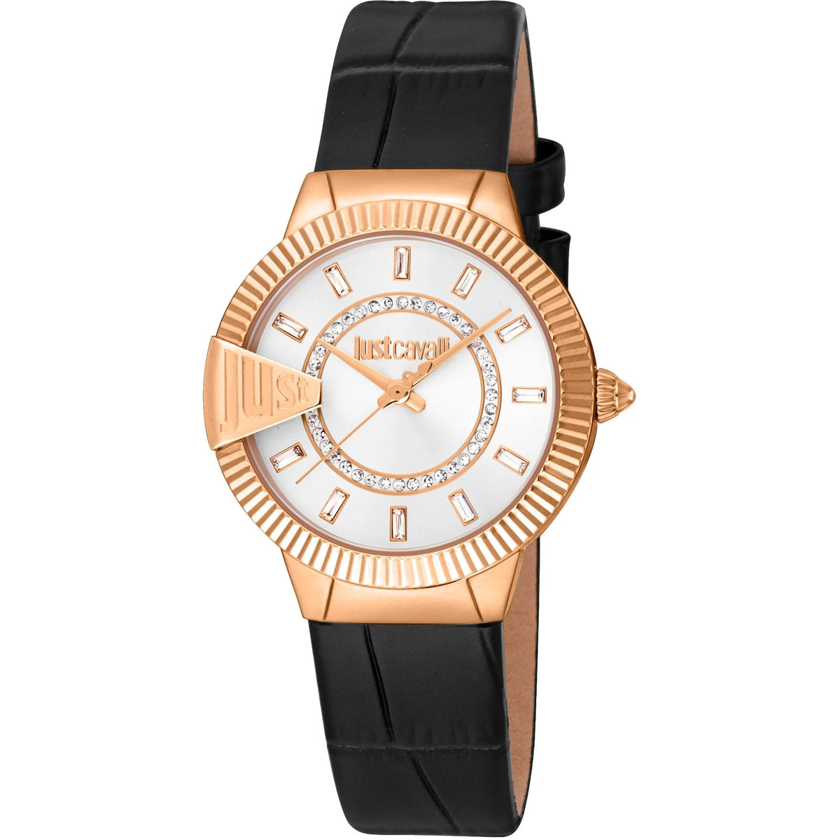Just Cavalli Puntale Black Leather Rose Gold -korean beauty