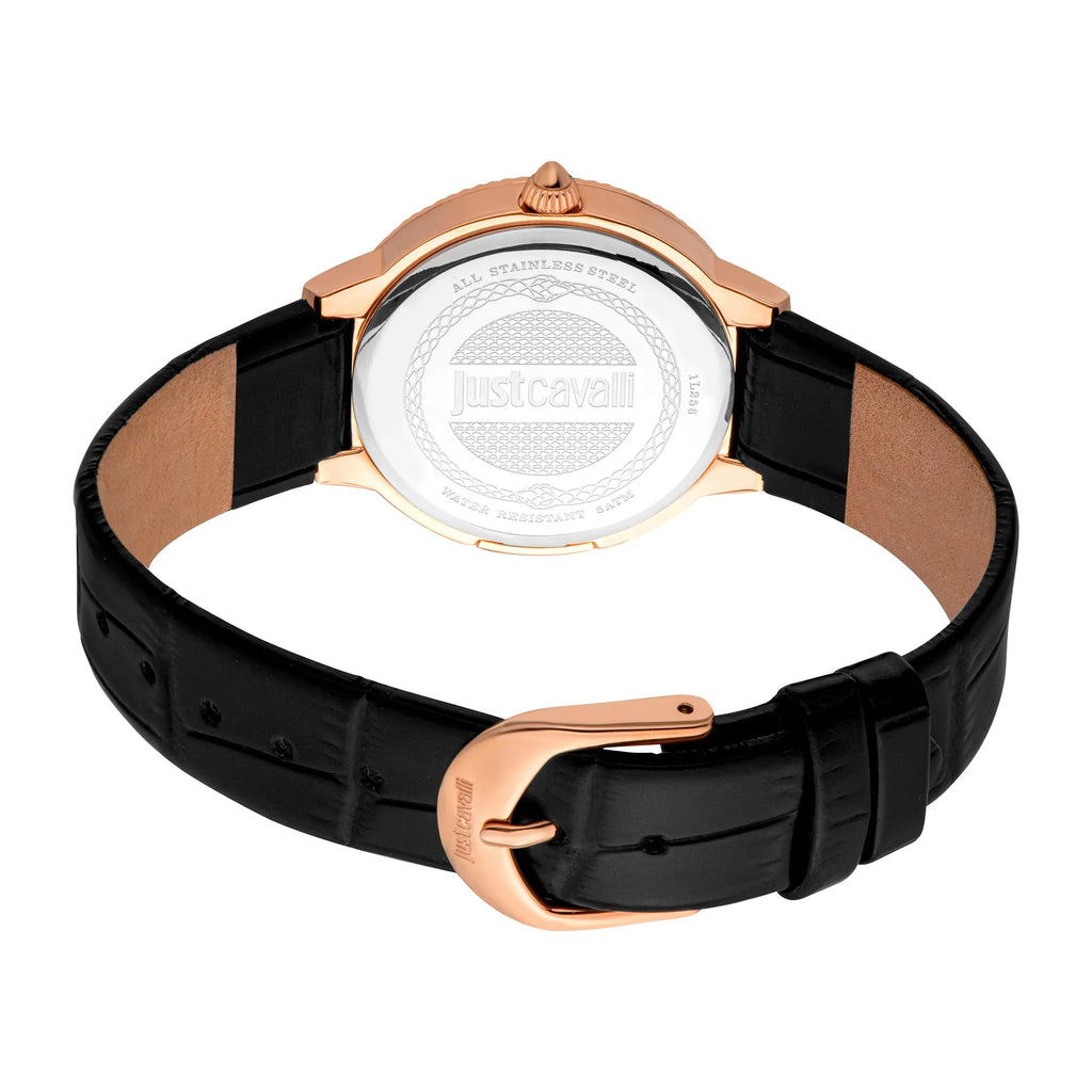 Just Cavalli Puntale Black Leather Rose Gold -korean beauty