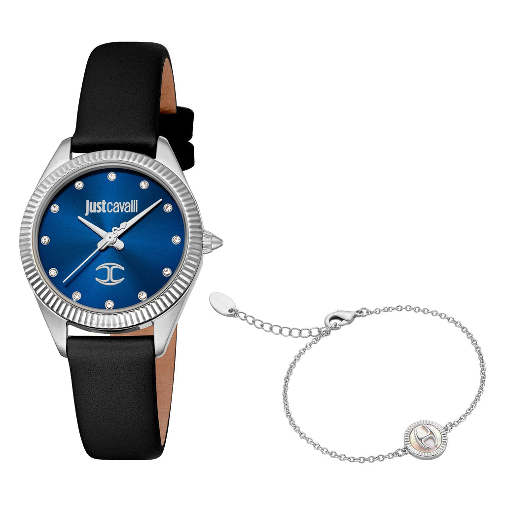 Just Cavalli Pacentro Leather Black Blue -korean beauty