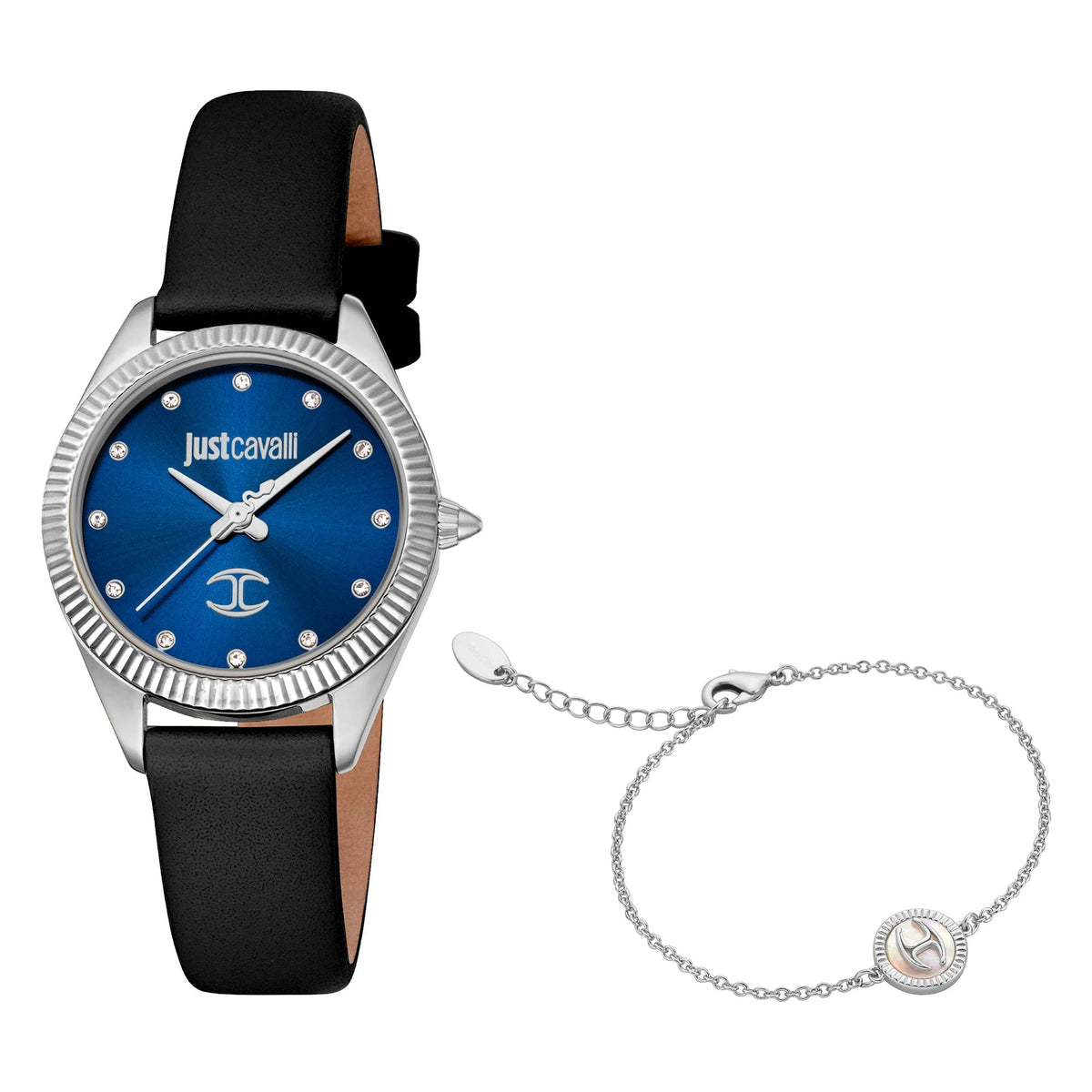 Just Cavalli Pacentro Leather Black Blue -korean beauty