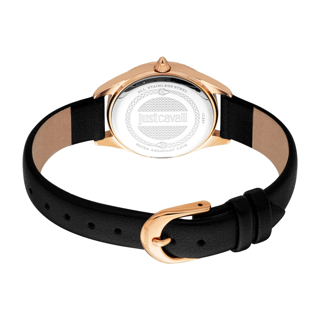 Just Cavalli Pacentro Leather Black Rose Gold -korean beauty