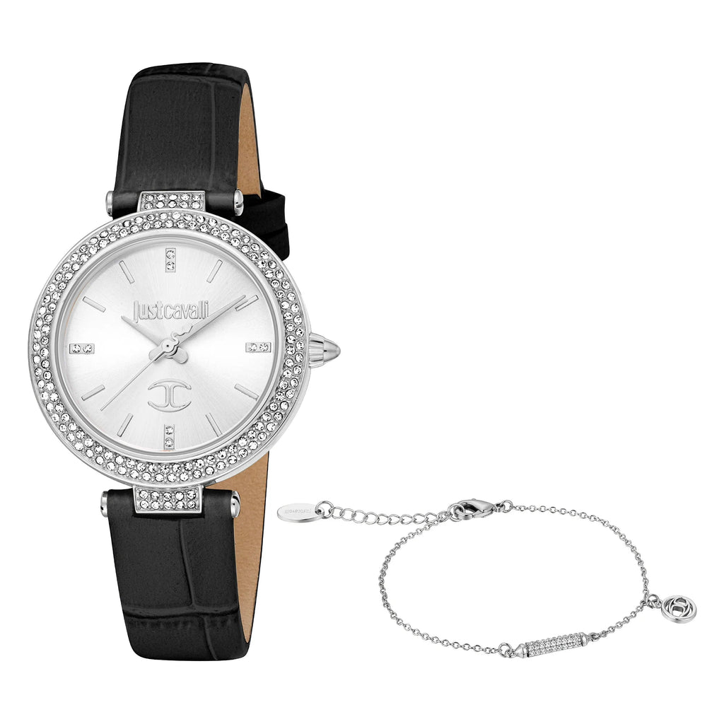 Just Cavalli Savoca Leather Black Silver -korean beauty