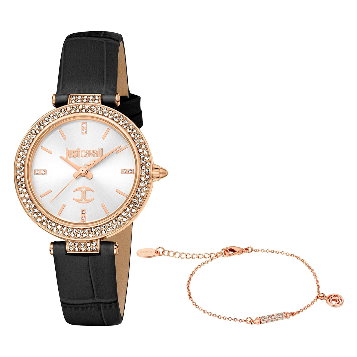 Just Cavalli Savoca Leather Black RG Silver -korean beauty