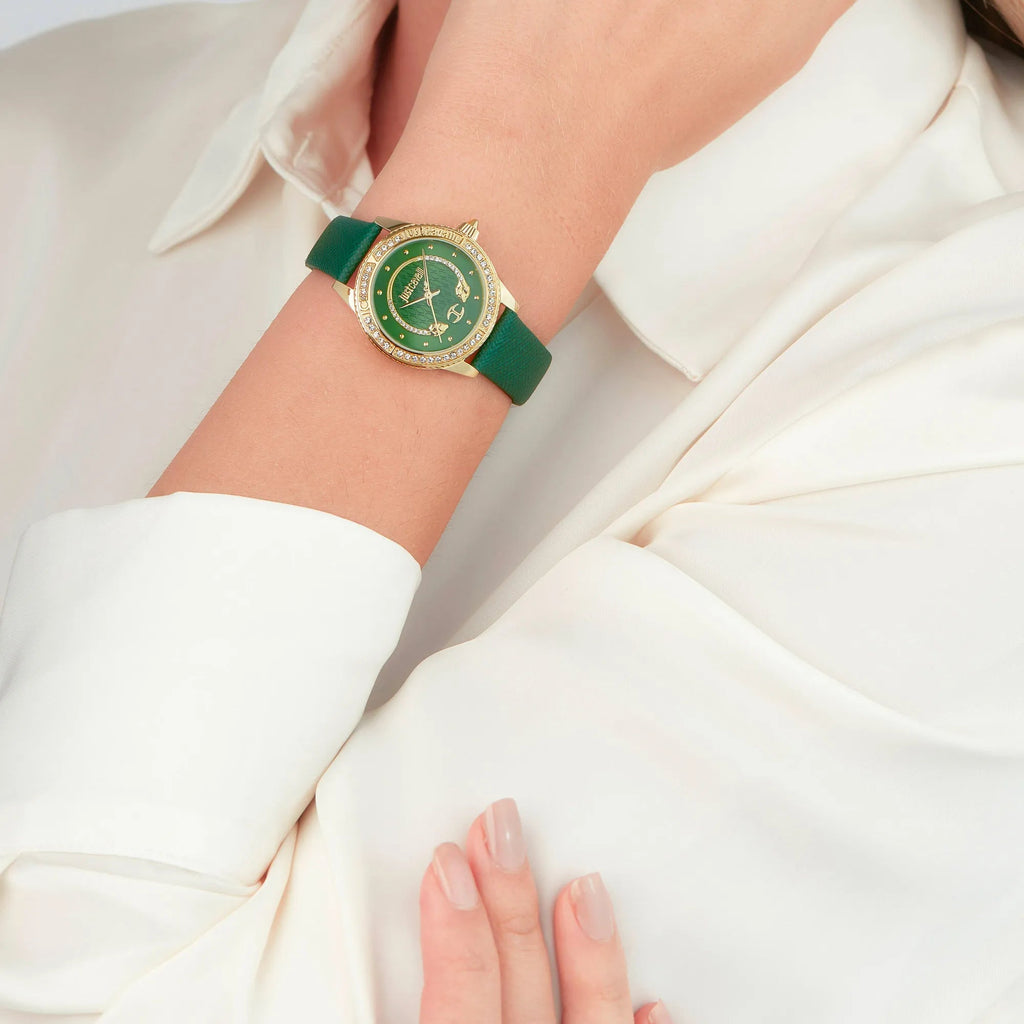Just Cavalli Neive Leather Green Yellow Gold -korean beauty