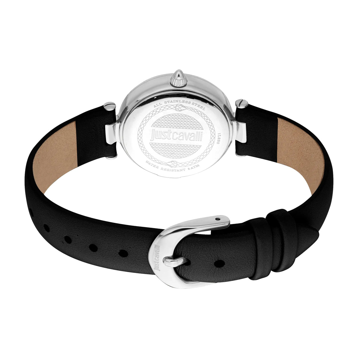 Just Cavalli Modena Leather Black Silver Multicolor -korean beauty