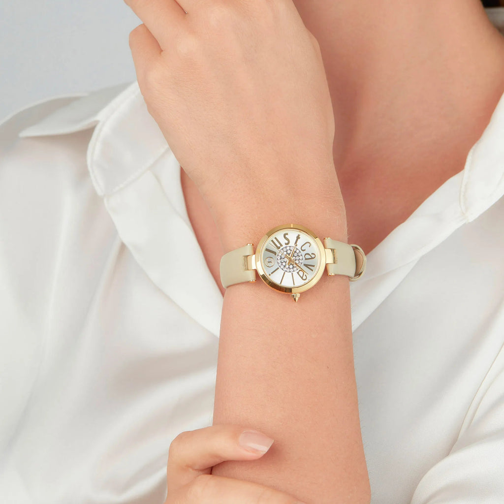 Just Cavalli Modena Leather Beige Yellow Gold -korean beauty