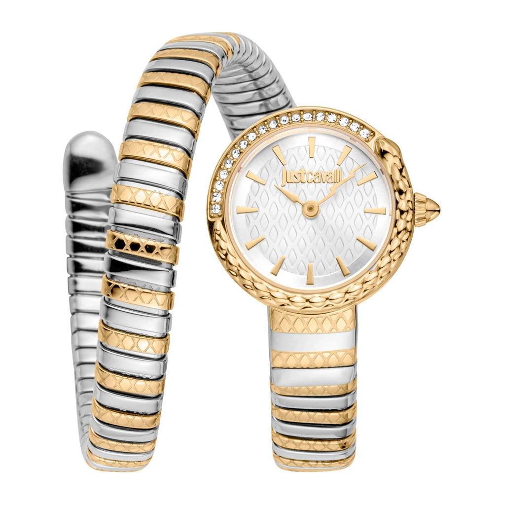 Just Cavalli Cerchio Snake Two Tones YG Silver Grey -korean beauty