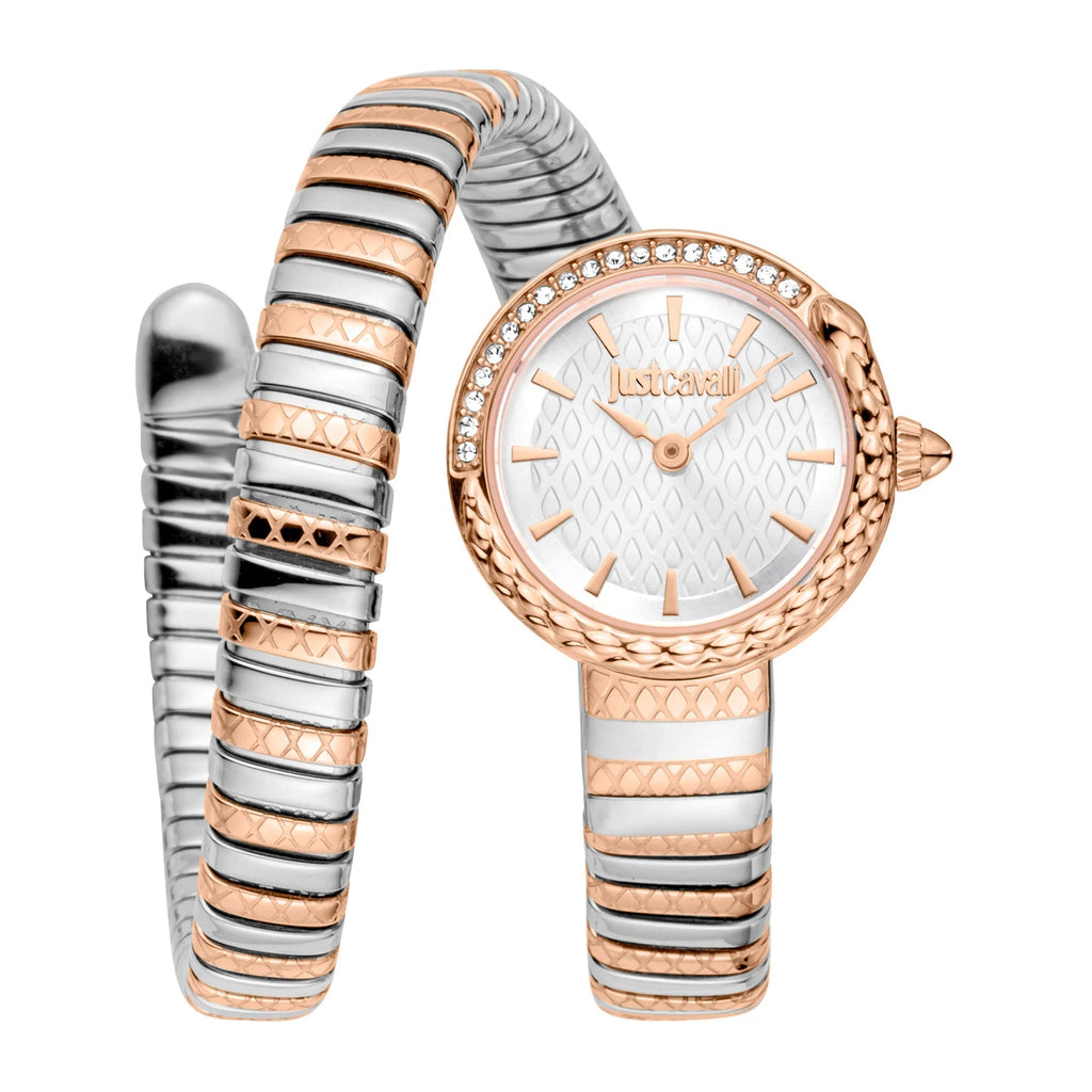 Just Cavalli Cerchio Snake Two Tones RG Silver Grey -korean beauty