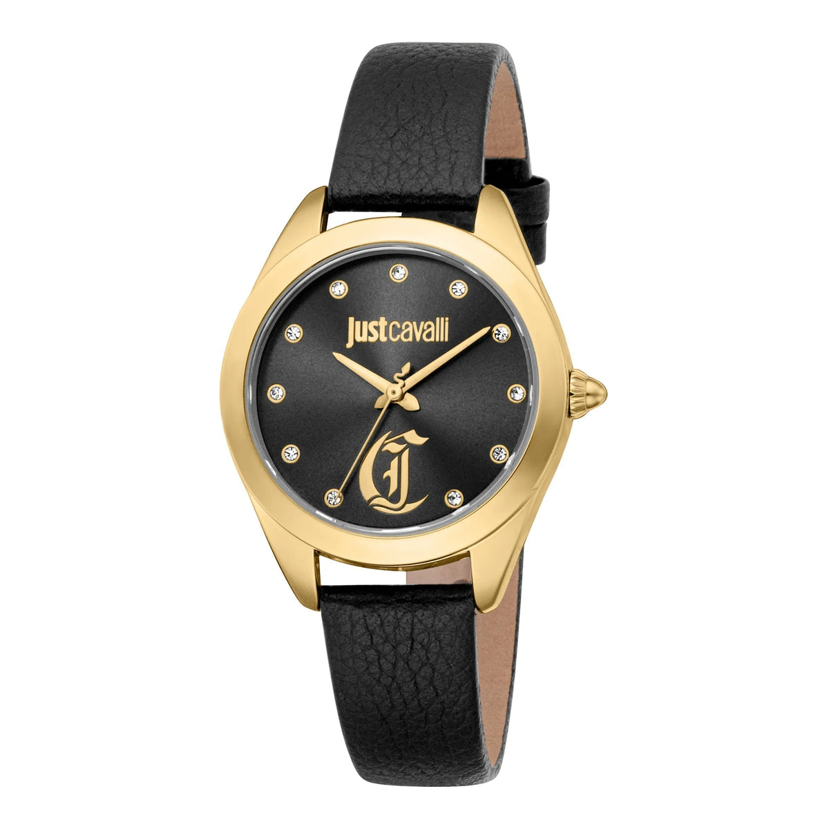Just Cavalli Luna Leather Black YG Black -korean beauty
