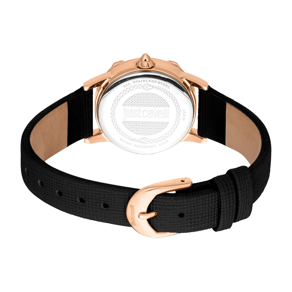 Just Cavalli Fiorenza Snake Leather Black RG Silver -korean beauty