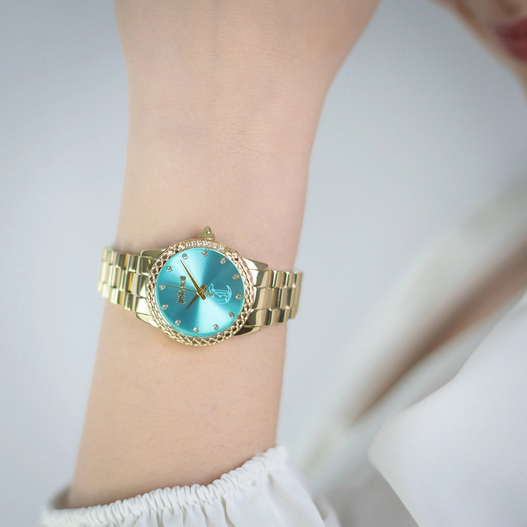 Just Cavalli Fiorenza Snake Yellow Gold Turquoise -korean beauty