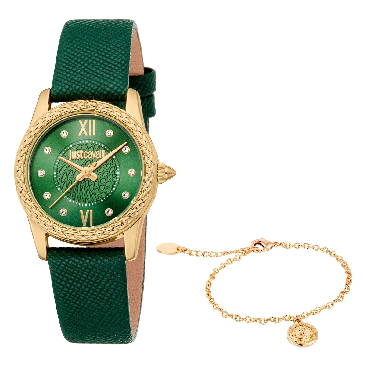 Just Cavalli Sublime Animalier Leather Green Yellow Gold -korean beauty