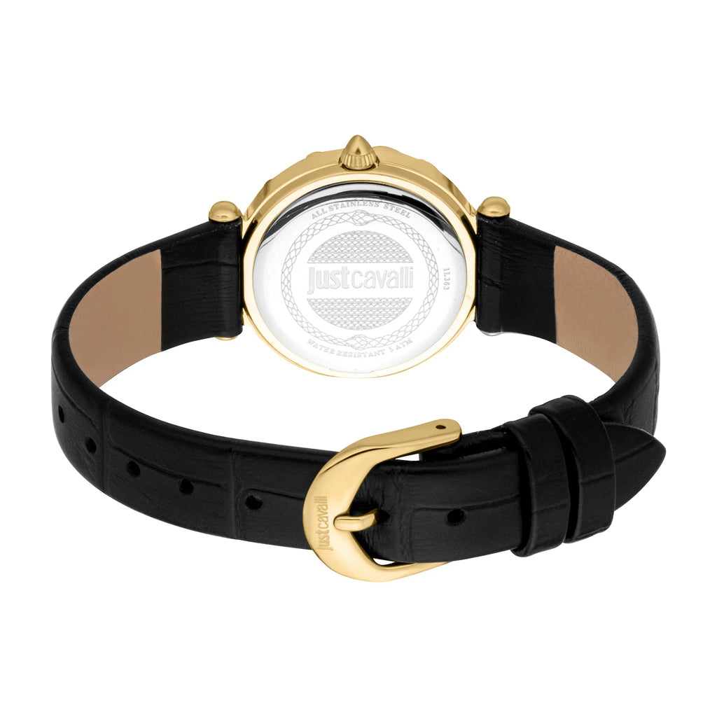 Just Cavalli Stella Snake Leather Black YG Silver -korean beauty