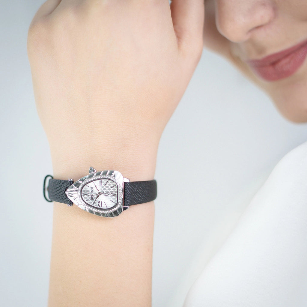 Just Cavalli Perla Leather Black Silver -korean beauty