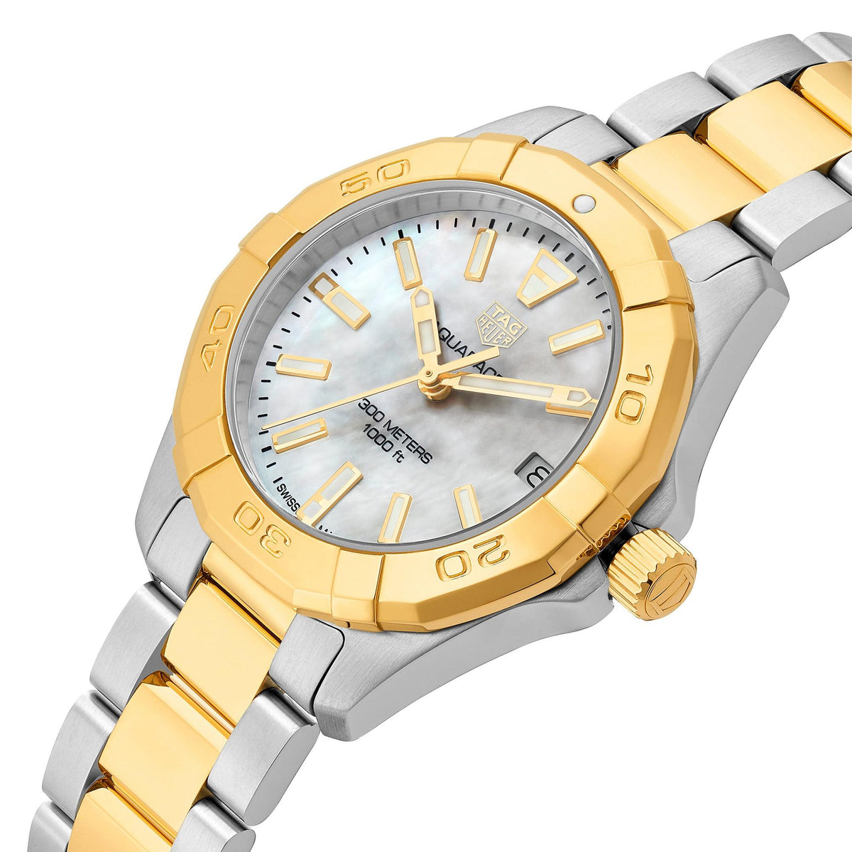 Tag Heuer Aquaracer Gold Plated And Stainless Steel Ladies Watch -korean beauty