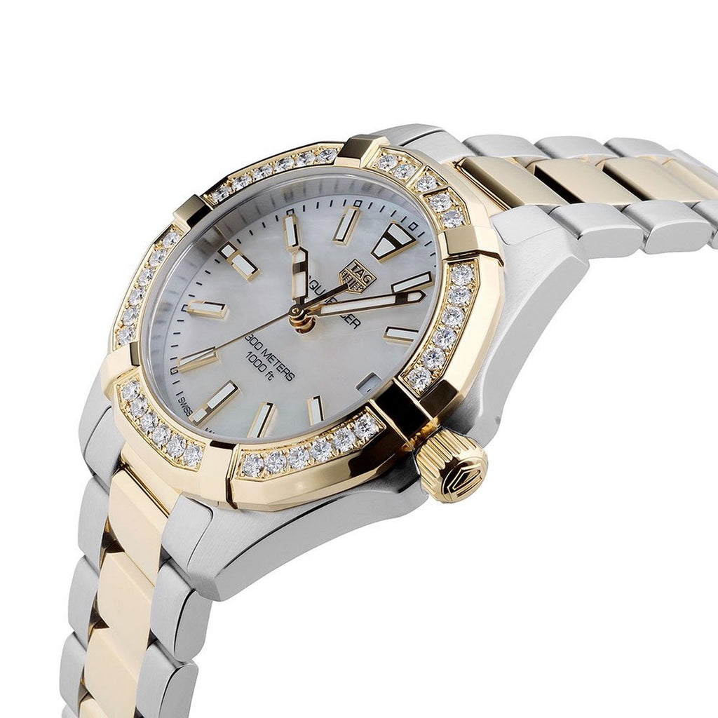 Tag Heuer Aquaracer Diamonds Mother Of Pearl Dial Two Tone Steel Strap Watch For Women Wbd1321 Bb0320 -korean beauty