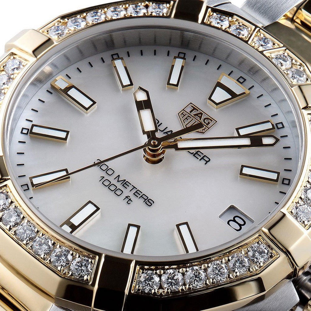 Tag Heuer Aquaracer Diamonds Mother Of Pearl Dial Two Tone Steel Strap Watch For Women Wbd1321 Bb0320 -korean beauty