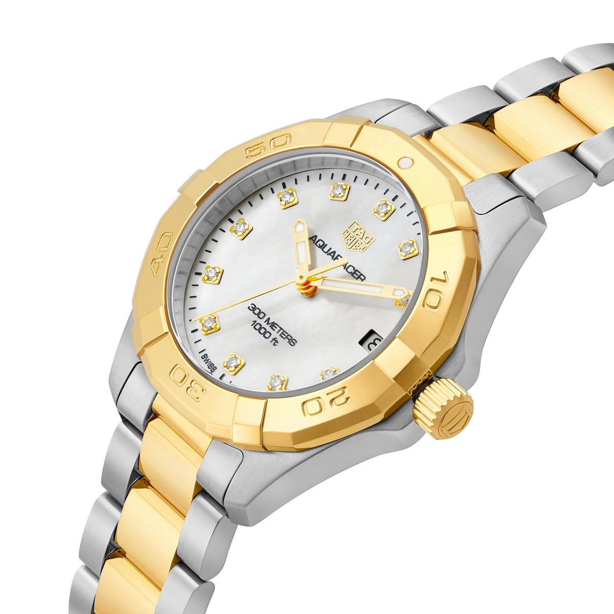 Tag Heuer Aquaracer Stainless Steel And Gold Plated Ladies Watch -korean beauty