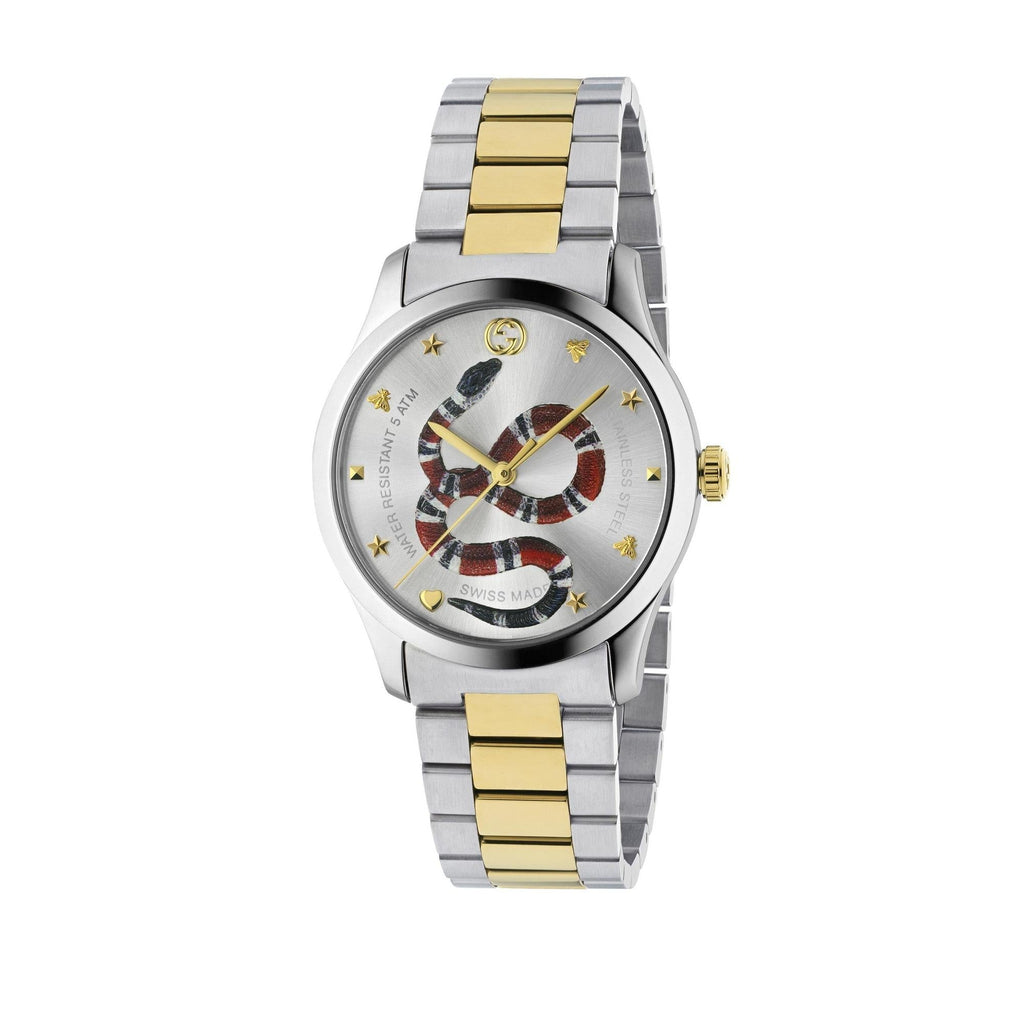 Gucci G Timeless Snake Steel And Gold Pvd Mens Watch Ya1264075 -korean beauty