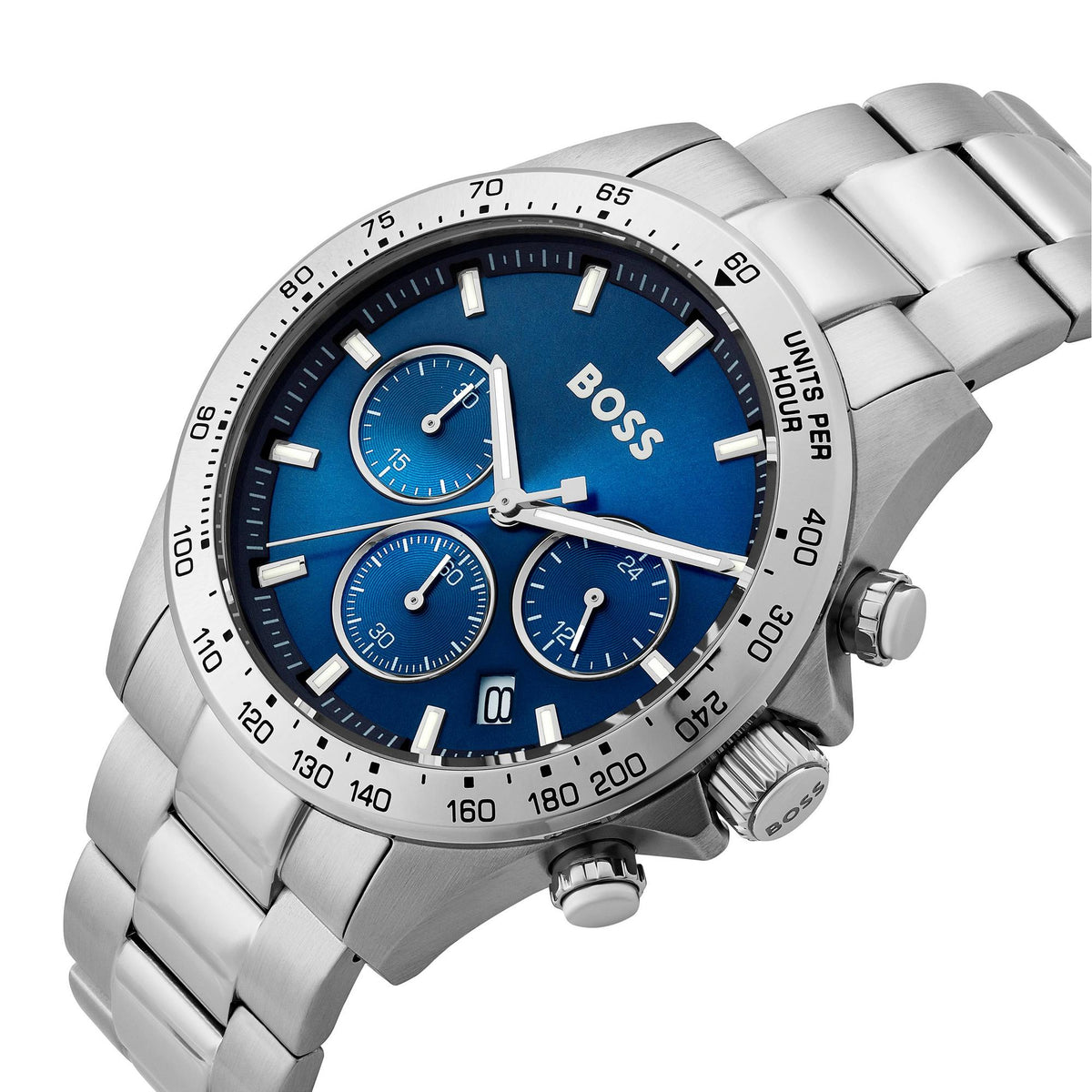 Hugo Boss Mens 1513755 Hero Chronograph Blue Stainless Steel Watch -korean beauty