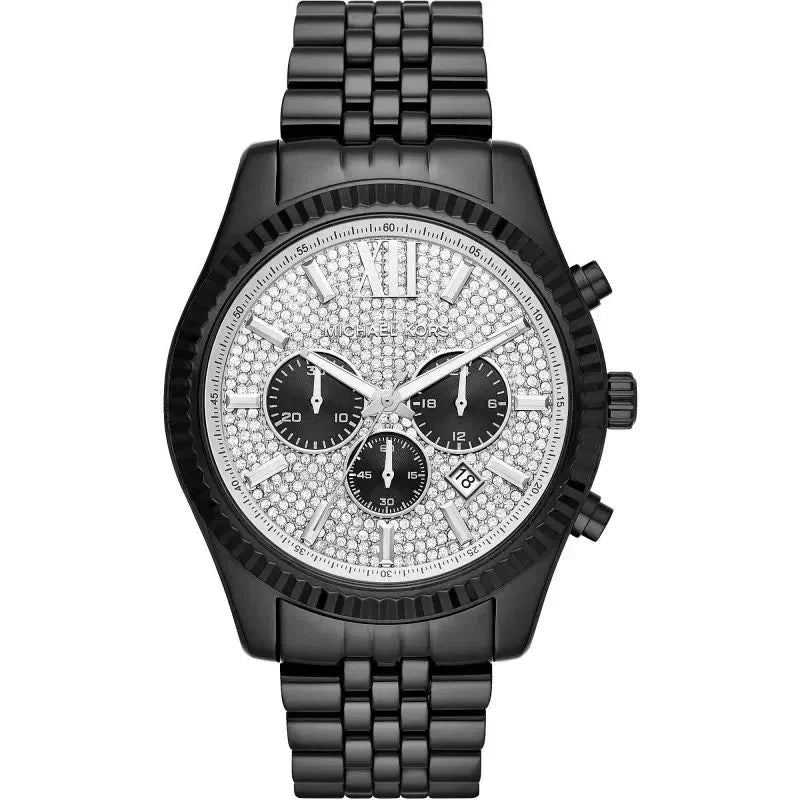 Michael Kors Watch Lexington Chronograph 45mm Black Crystals Mk8605 -korean beauty