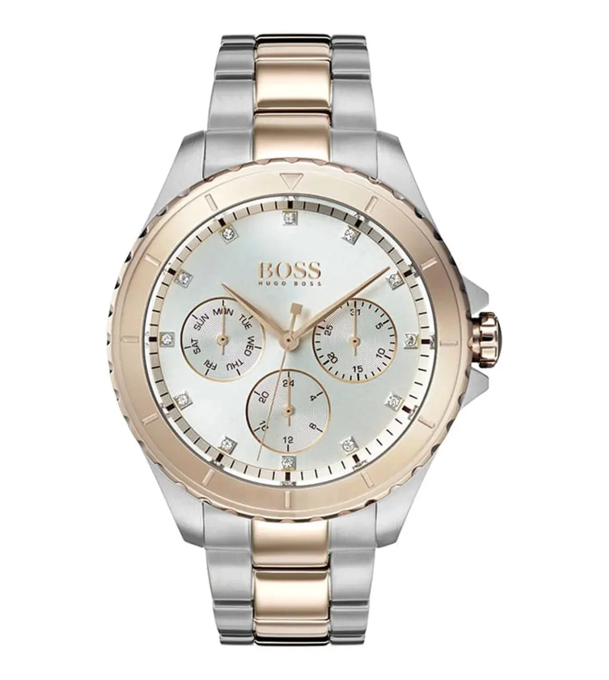 Hugo Boss Womens 1502446 Praise Two Tone Stainless Steel Watch With Rose Gold Accents -korean beauty