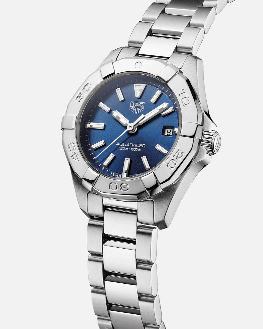 Tag Heuer Aquaracer Blue Dial Silver Steel Strap Watch For Women Wbd1412 Ba0741 -korean beauty