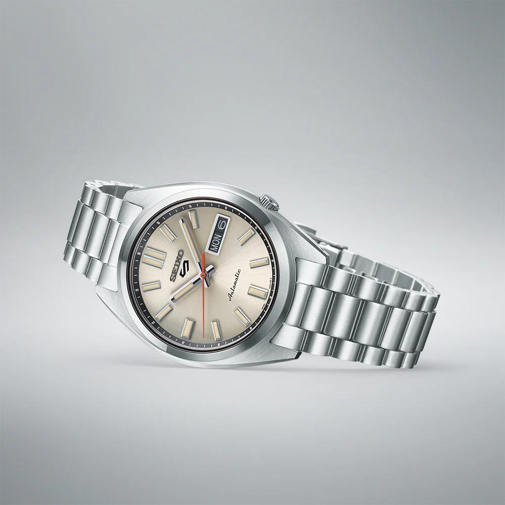 Seiko 5 Automatic Ivory Dial Stainless Steel Men' Watch Srpk91K1 -korean beauty