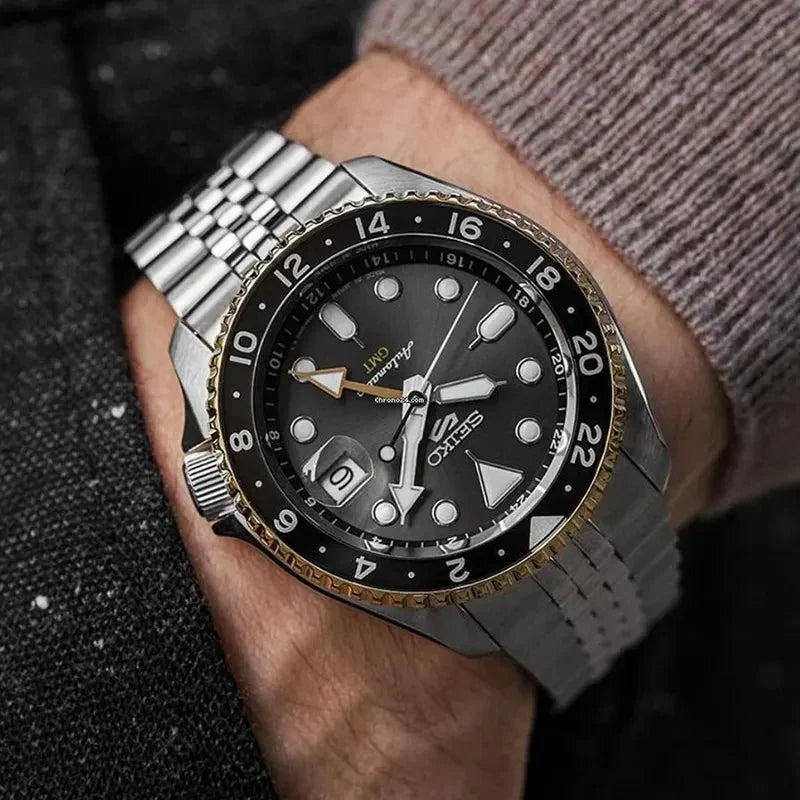 Seiko 5 Sports Gmt Auto Mens Grey Watchssk021k1 -korean beauty