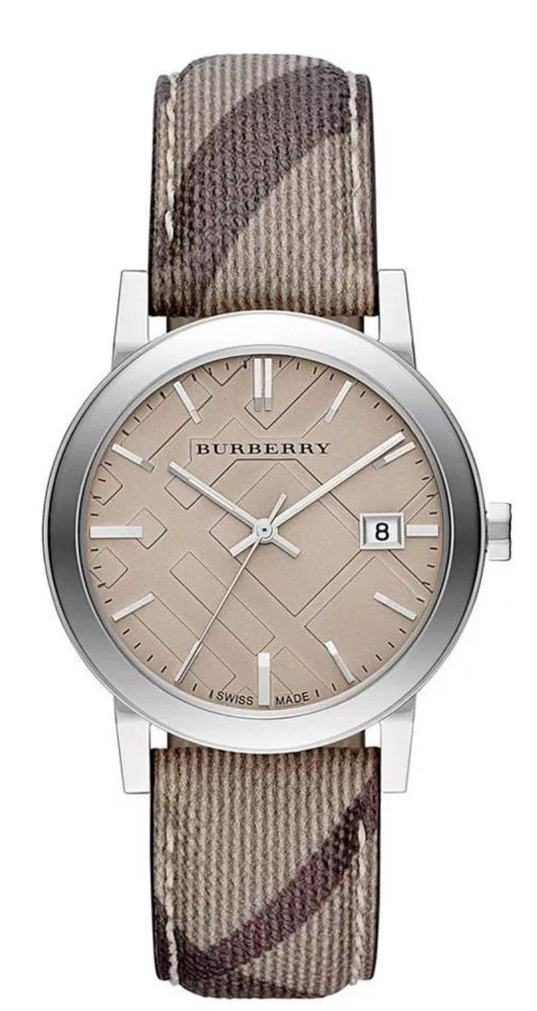 Burberry Ladies Watch Smoke Check Strap Bu9118 -korean beauty
