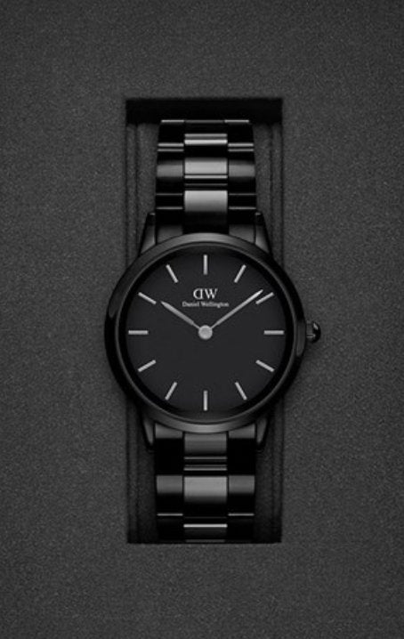 Daniel Wellington Mens Black Iconic Link Ceramic Watch Dw00100414 -korean beauty