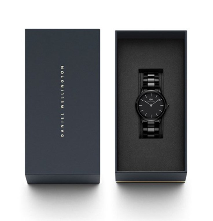 Daniel Wellington Mens Black Iconic Link Ceramic Watch Dw00100414 -korean beauty