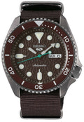 Seiko 5 Sports SRPD85K1 Automatic Brown Dial Nylon Strap Mens Watch -korean beauty