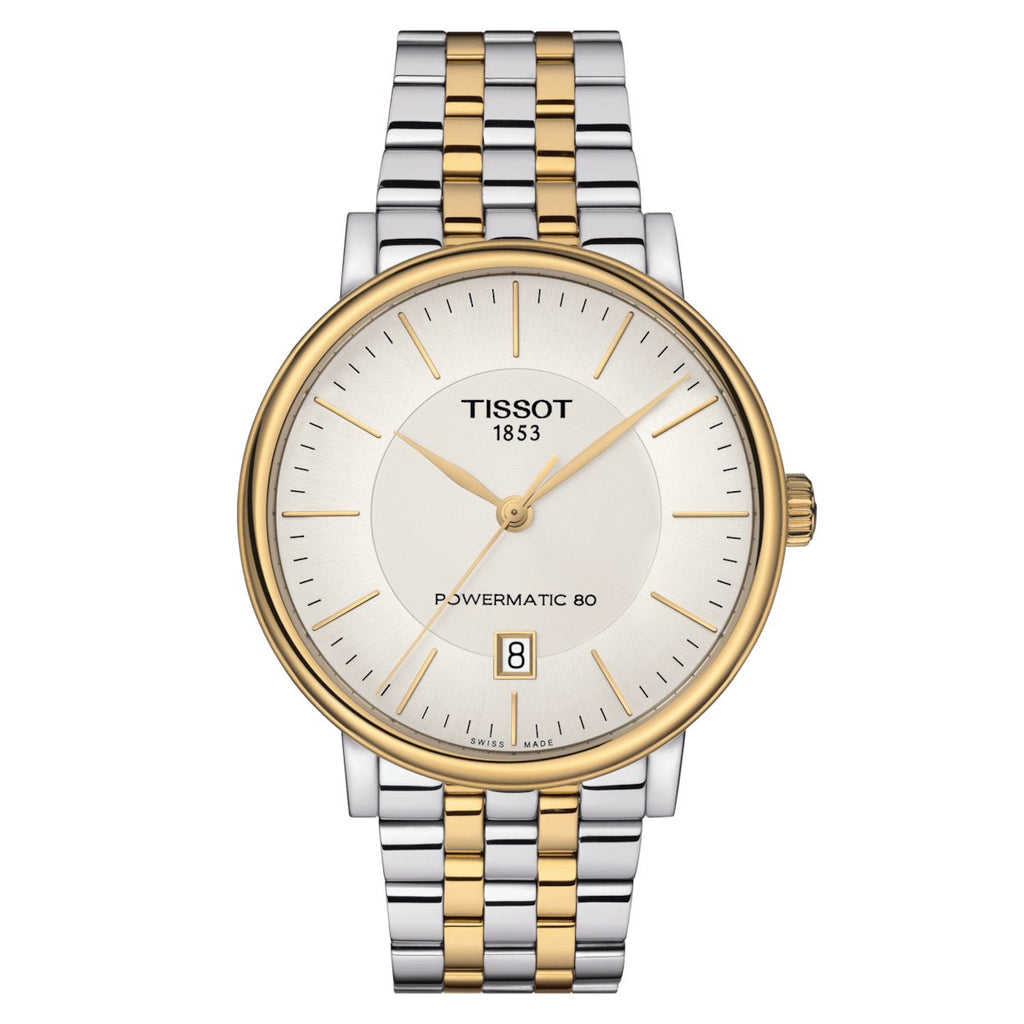 Tissot Mens Watch Carson Auto T Classic 40mm Silver Gold T1224072203100 -korean beauty