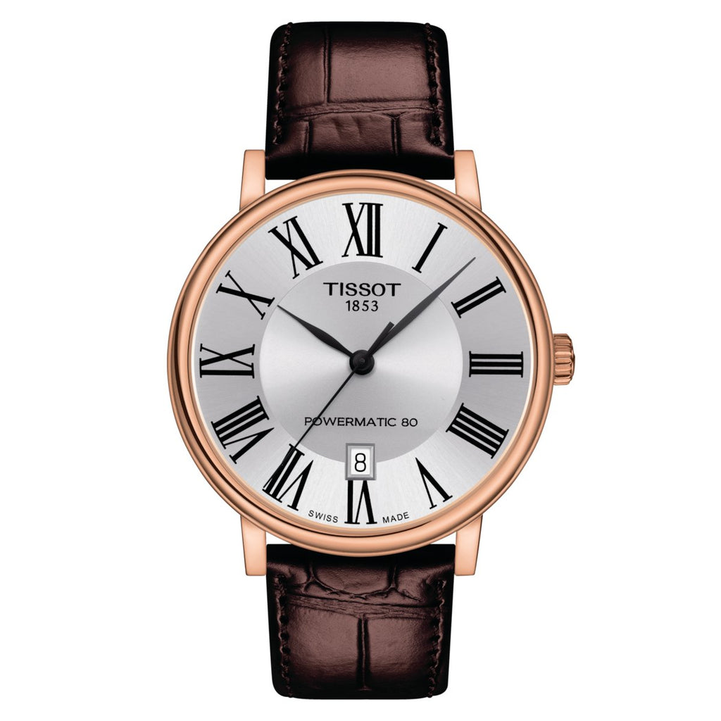 Tissot Mens Watch Carson Auto Powermatic 80 Premium 40mm Silver Brown T1224073603300 -korean beauty