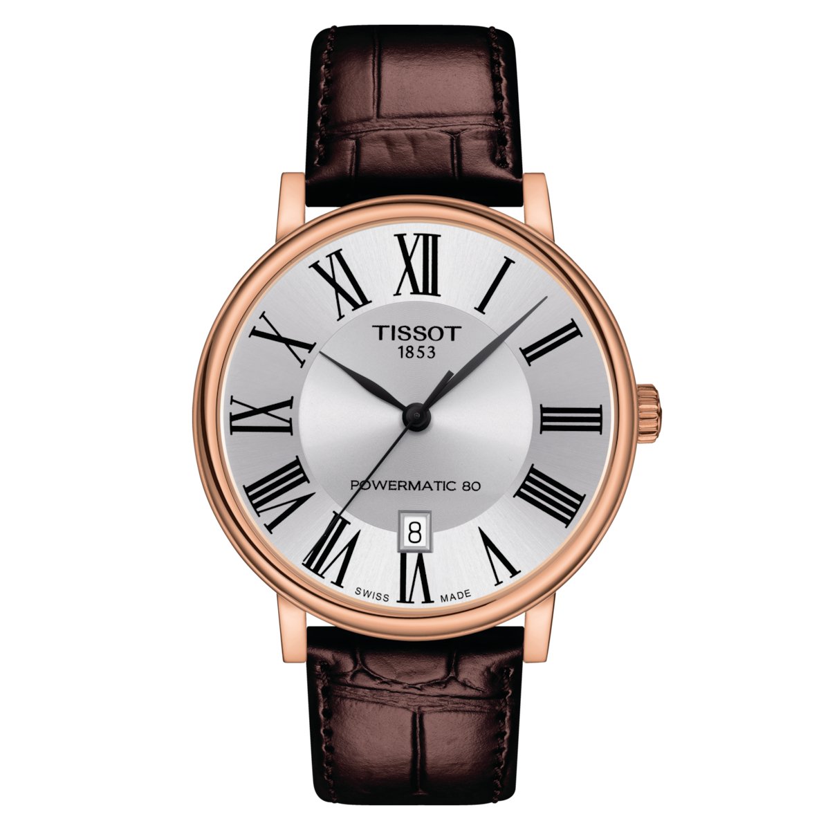 Tissot Mens Watch Carson Auto Powermatic 80 Premium 40mm Silver Brown T1224073603300 -korean beauty
