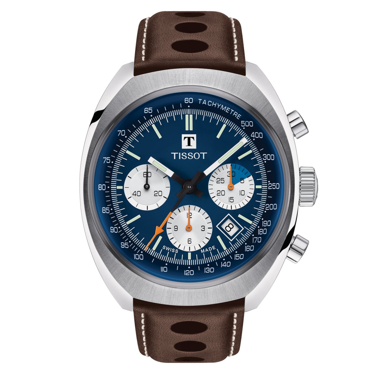 Tissot Mens Watch T Heritage 1973 Chronograph 43mm Blue Brown T1244271604100 -korean beauty