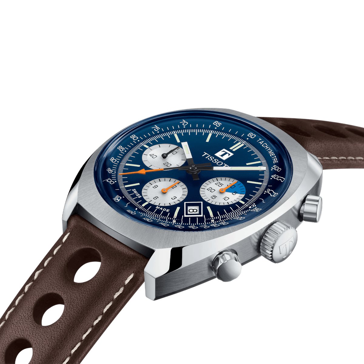 Tissot Mens Watch T Heritage 1973 Chronograph 43mm Blue Brown T1244271604100 -korean beauty