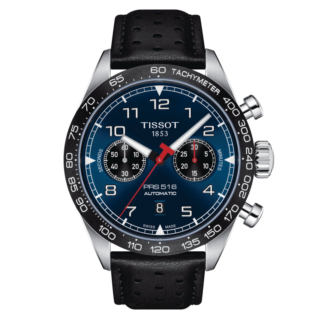 Tissot Mens Watch Prs 516 Automatic Chronograph 45mm Black Steel T1316271604200 -korean beauty