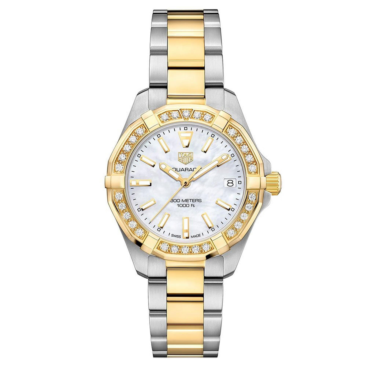 Tag Heuer Aquaracer Diamonds Mother Of Pearl Dial Two Tone Steel Strap Watch For Women Wbd1321 Bb0320 -korean beauty