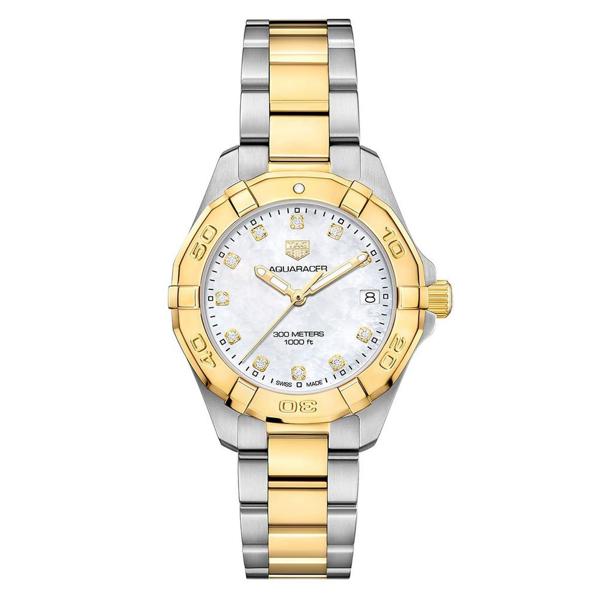 Tag Heuer Aquaracer Stainless Steel And Gold Plated Ladies Watch -korean beauty