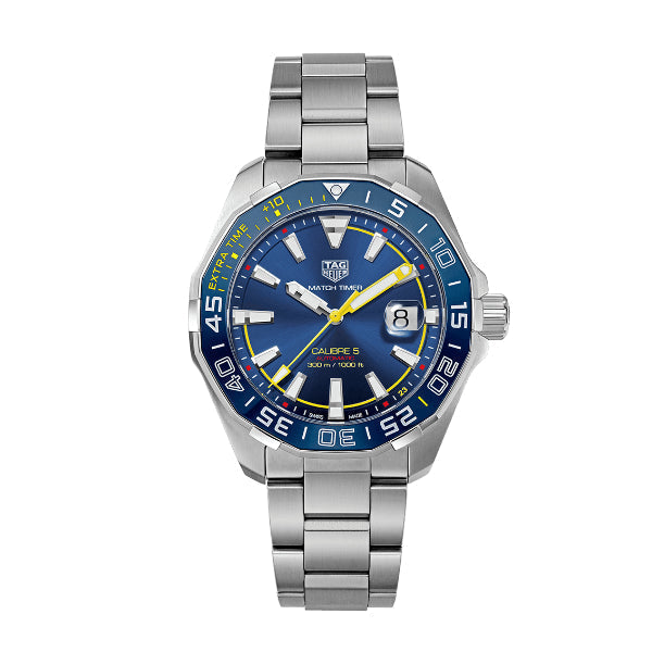 Tag Heuer Aquaracer Caliber 5 Match Timer Shinji Kagawa Edition Blue Dial Silver Steel Strap Watch For Men Way201h Ba0927 -korean beauty