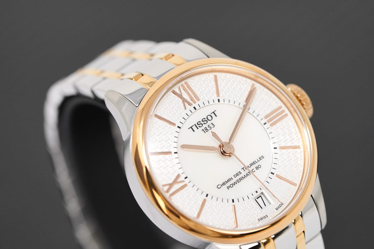 Tissot Ladies Automatic Watch Chemin Des Tourelles Powermatic 80 Two Tone Rose Helvetic Pride Special Edition T0992072211801 -korean beauty