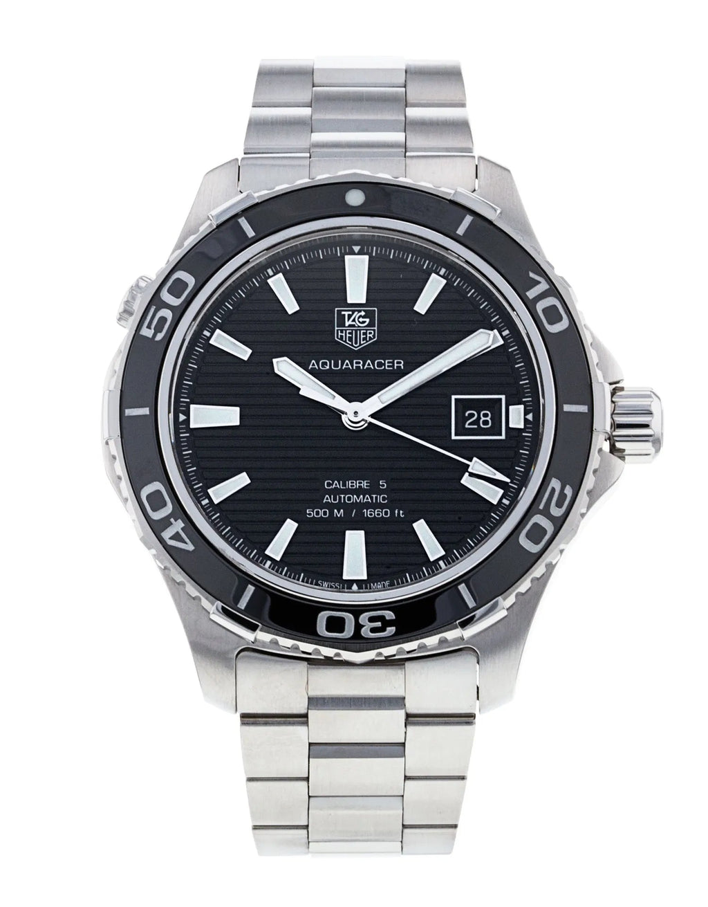 Tag Heuer Aquaracer Caliber 5 Automatic Black Dial Silver Steel Strap Watch For Men Wak2110 Ba0830 -korean beauty