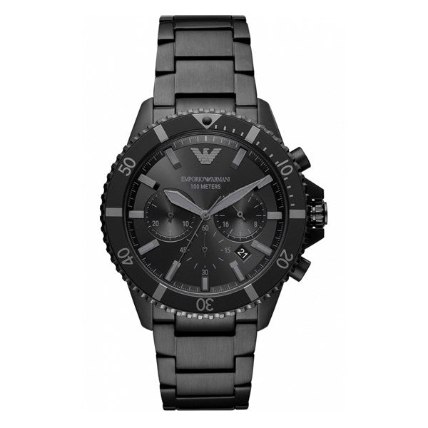 Emporio Armani Mens Ar11363 Black Stainless Steel Chronograph Watch -korean beauty